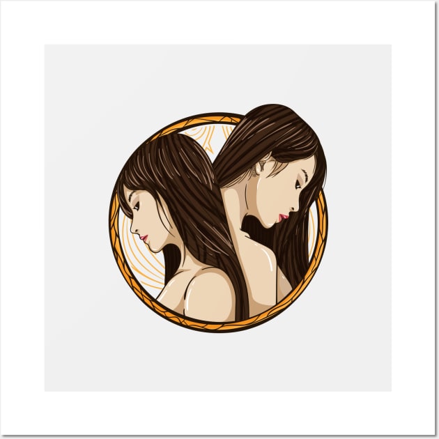 gemini zodiac illustration Wall Art by flasix